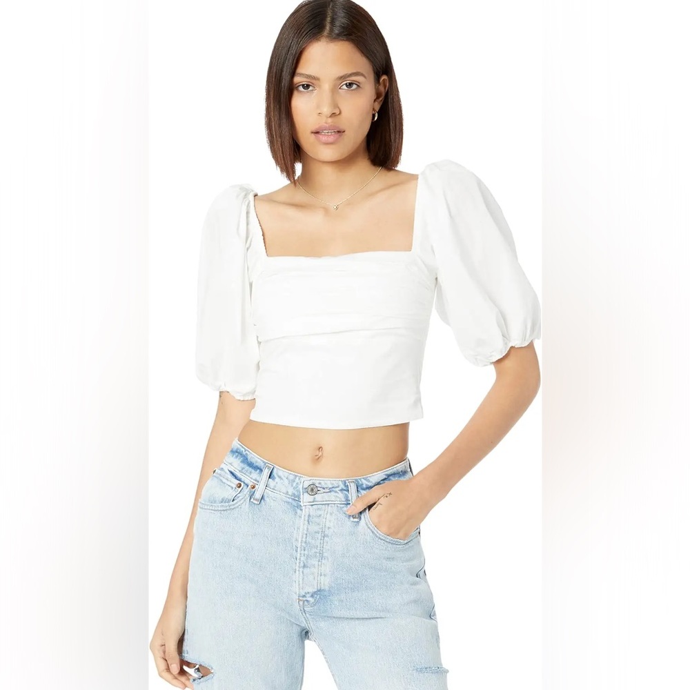 Abercrombie and Fitch puffy sleeve ruched white XS top